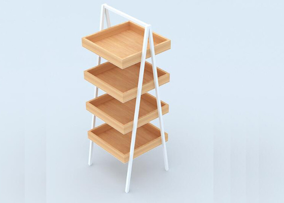 Personalized Ladder Shaped Retail Shop Display Stands With Veneer Surface supplier