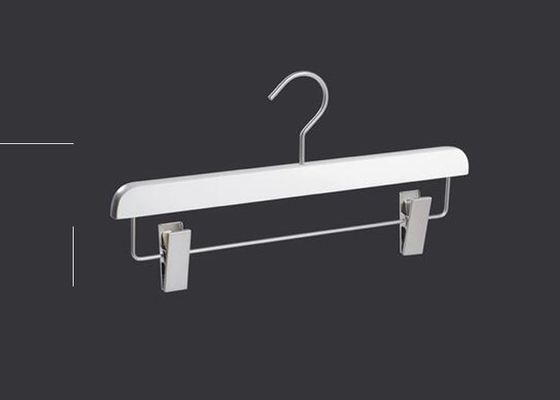 Wooden Clothing Store Hangers With Clips , Trouser / Skirt Commercial Clothes Hangers supplier