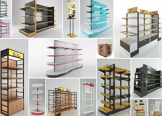 Iron Steel Plating Black Supermarket Display Racks With Grid And Mesh Panel supplier