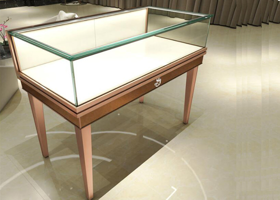 Retail Jewelry Store Showcases With Led Lights , Glass Jewelry Display Case supplier