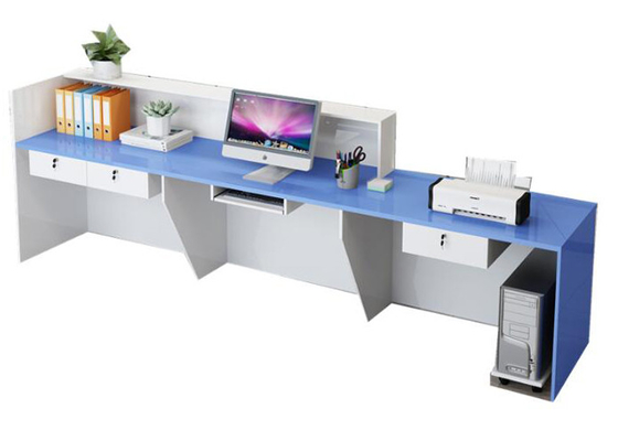 Wood With Lines Design Front Reception Desk / Office Reception Counter Dust Proof supplier