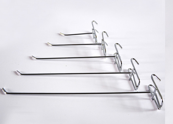 Silver Metal Mesh Grid Shop Display Hooks , Retail Shelving Accessories 200mm supplier