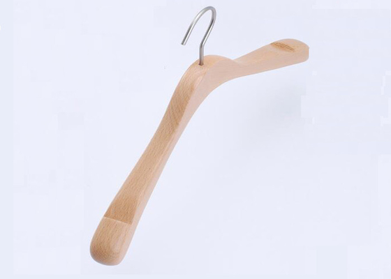 Beech Solid Wooden Garment Display Hangers Anti - Slip For Retial Clothing Store supplier