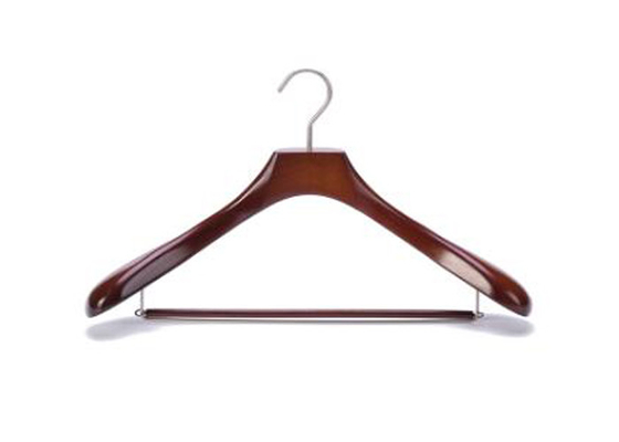 Glossy Luxury Wooden Coat Hangers For Men'S Suit / Pants / Jacket Customized Logo supplier