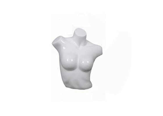 Women Upper Body Shop Display Mannequin , Glossy White Store Fixtures Mannequins supplier