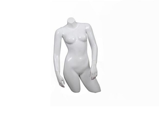 Women Upper Body Shop Display Mannequin , Glossy White Store Fixtures Mannequins supplier