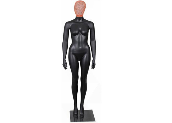 Black Female Fiberglass Clothing Dummy Mannequin Full Body With Rose Iron Wire Head supplier