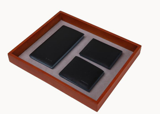 Wooden / Leather Frame Merchandising Display Boxes For Punch , Purse , Wallet supplier