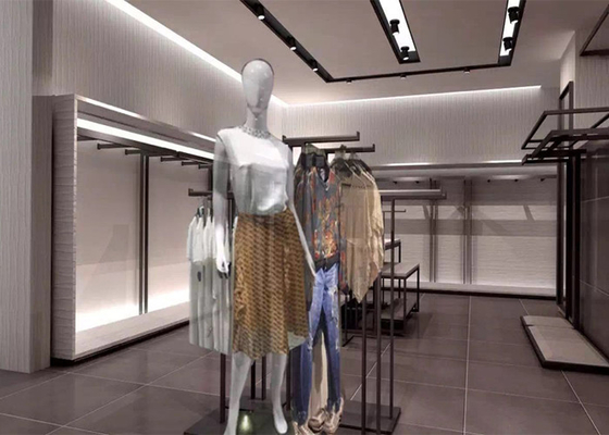 Luxury Clothing Store Display Racks With Shelves , Dress Shop Display Stands supplier