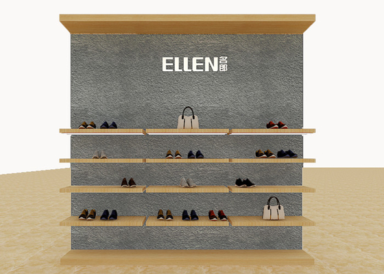 Mix Version Men's Shoe Shop Display Stands Wooden Shelves With Custom LOGO supplier