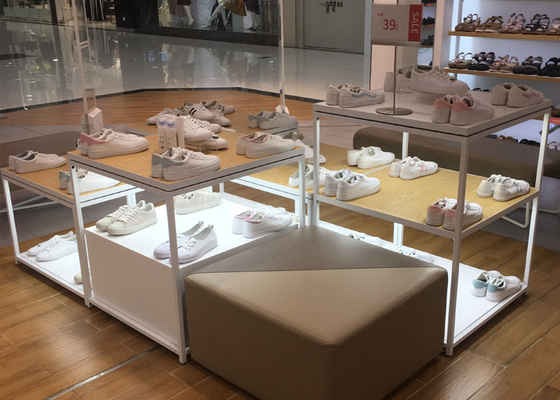 Wood And Metal Retail Store Shoe Display Fixtures With Tables , Stands , Cabinets supplier