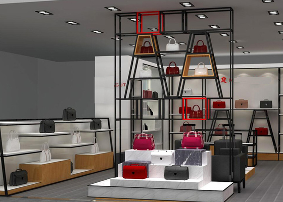 Customized Shopping Mall Retail Shop Display Shelving For Handbags / Suitcase supplier