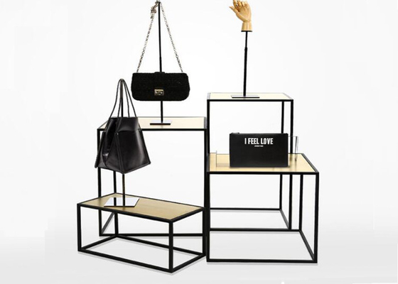 MDF And Wooden Material Bags / Clothes Stand For Shop Decoration Fashion Style supplier