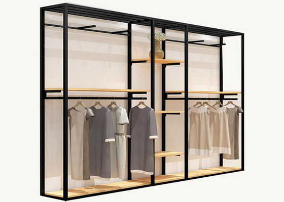 Fashion Iron Baking Garment Display Stands , Retail Store Clothing Display Shelves supplier