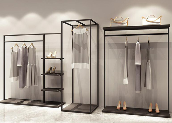 RAL Black Color Commercial Clothes Racks And Stands For Shops Or Showrooms supplier