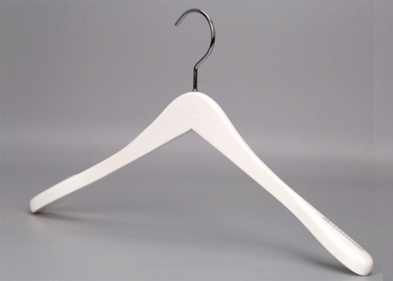 Solid Wooden Painting Clothing Store Hangers Non Slip White / Black Color supplier