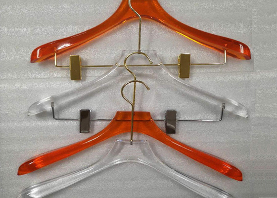 Colorful / Clear Plastic Hangers , Clothing Store Trouser Coat Hangers Non Slip supplier