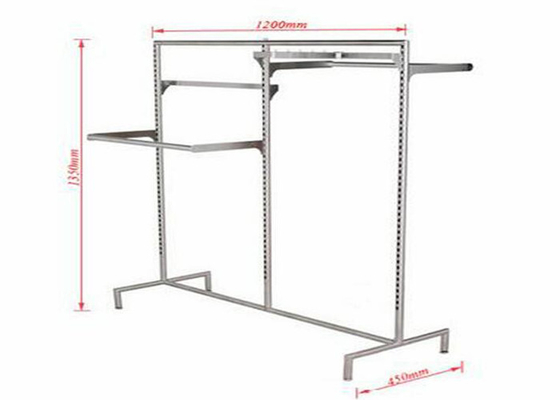 Island Style Clothing Display Rack With Metal Power Coated And Wooden Shelf supplier