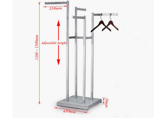 4 Way Clothing Shop Display Stands With 201 Brushed Steel Durable supplier
