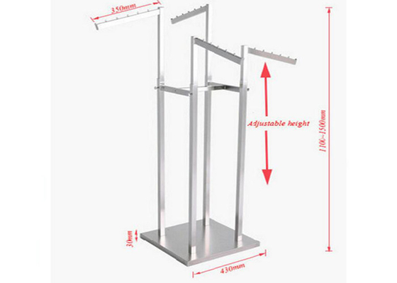 4 Way Clothing Shop Display Stands With 201 Brushed Steel Durable supplier