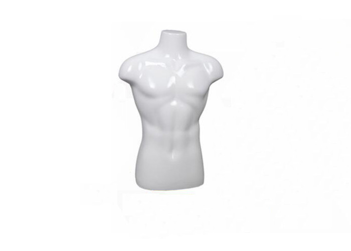 Male Upper Body Shop Display Dummy Fiberglass Material Glossy White Color supplier