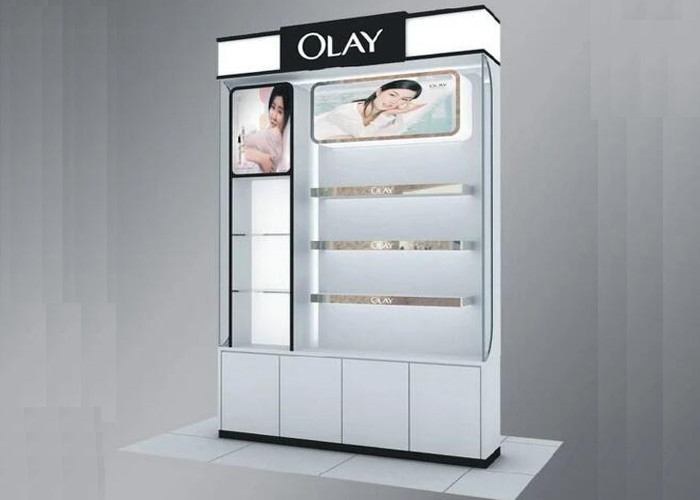 MDF Painting Wooden Cosmetic Display Stand For Beauty Products Modern Style supplier