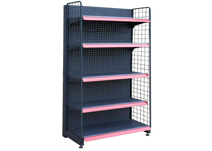 Iron Powder Coated Supermarket Display Racks , Commercial Store Shelving 3-5 Layer supplier