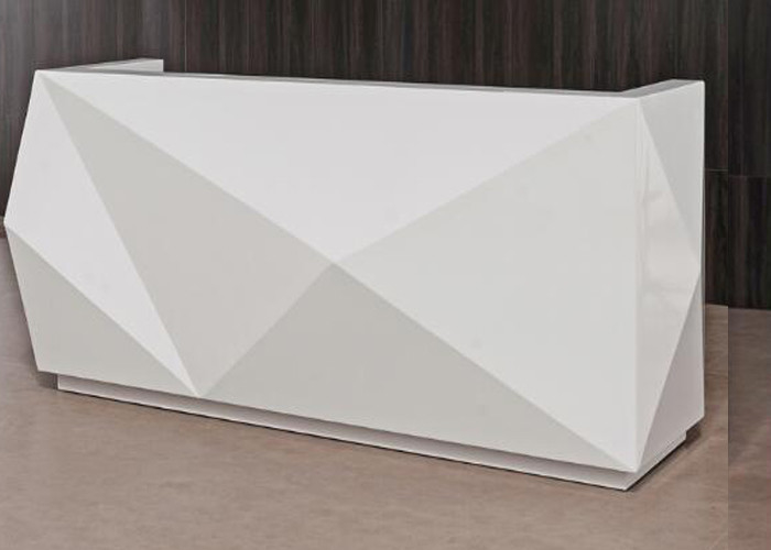 Glossy White Retail Checkout Counter , Damp Proof Retail Store Cash Counter supplier