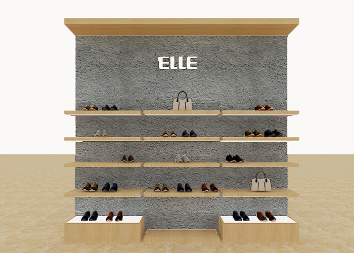 Mix Version Men's Shoe Shop Display Stands Wooden Shelves With Custom LOGO supplier