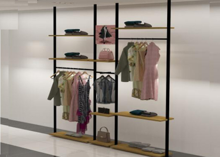 Eco Friendly Wall Garment Clothing Display Rack , Metal Clothing Display Shelves supplier