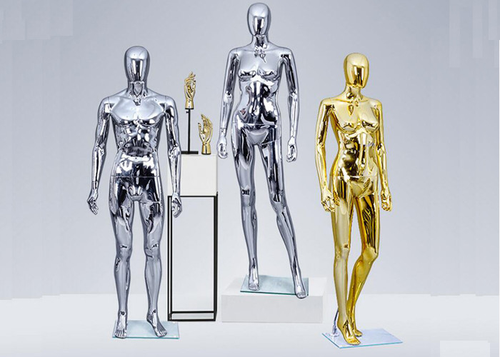 FRP Standing Female Window Fashion Display Mannequin Chrome With Silver Or Golden Color supplier